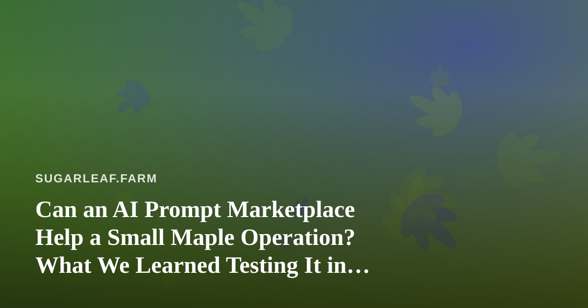 Can an AI Prompt Marketplace Help a Small Maple Operation? What We Learned Testing It in the Sugarhouse